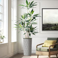 SIGNWIN Artificial Tree in Black and White Geometric Planter, Fake Dracaena Tree Silk Tree for Indoor and Outdoor Home Decoration - 66" Overall Tall (Plant Pot Plus Tree) by SIGNWIN