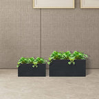 Kante 31.4" and 23.6" L Rectangular Concrete Planters (Set of 2), Outdoor Indoor Modern Plant Pot with Drainage Hole and Rubber Plug for Garden, Patio, Charcoal Finish - Image 5