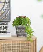 S/3 Terracotta Pots with Black and White Geometric Design - Same Size, Crackled Finish, Decorative Planters for Succulents, Indoor/Outdoor Plant Pots, Boho Vintage Home Décor - D5.5 x 4.5 - Image 3