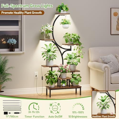 Plant Stand Indoor with Grow Light - 7 Tier Lighted Corner Plant Shelf Tall - Image 4