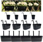 12 Pack Mixed Size Fence Hanging Planter for Patio Garden Décor, Black by JOYFERNAL