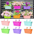 LaLaGreen Large Rail Planter (11.8 in, 6 Pack) Polka Dot Metal Balcony Pots by L%C3%A1L%C3%A1Green