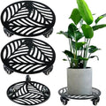 2 Packs 12" Large Metal Plant Caddy with 3 PU Metal Wheels Heavy-duty Wheeled Rolling Plant Stands with Casters Indoor Outdoor Flower Pot Roller Base Planter Dolly Coaster Movers Black, Strong Load Capacity by Planterhoma