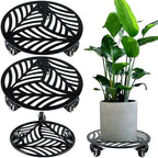 2 Packs 12" Large Metal Plant Caddy with 3 PU Metal Wheels Heavy-duty Wheeled Rolling Plant Stands with Casters Indoor Outdoor Flower Pot Roller Base Planter Dolly Coaster Movers Black, Strong Load Capacity by Planterhoma
