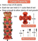 GameXcel Vertical Planter Tower - 7 Tier Stackable Garden Planters with Wheels and Tools Plant Pots for Strawberry Herb Flower and Vegetable Indoor Outdoor Use Red 2 Pack - Image 5