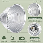 Macarrie 8 Pack Clamp Lamp Light with Aluminum Reflector, 6ft SPT-2 18awg Cord and Adjustable Stand Fixture, up to 150 Watt, E26 Socket, No Bulb(5.5 Inch) - Image 3