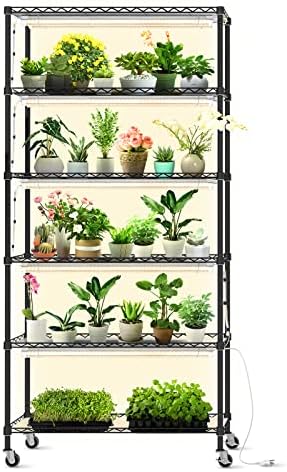 Bstrip DIY Plant Shelf with Grow Light, Adjustable, 29.5x13.8x70.9in by Bstrip