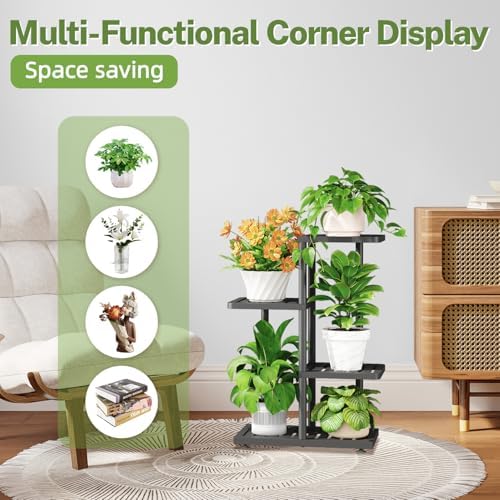 iDavosic.ly Plant Stand Indoor Outdoor, 3-Tier Tall Metal Shelf, Black - Image 6