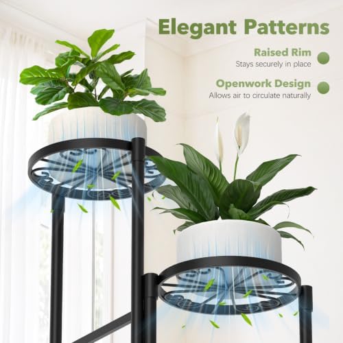 3 Tier Plant Stand Indoor Outdoor Corner, 10 Inch Wide Tray, Metal Black - Image 5