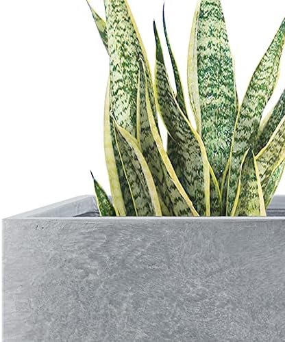 Kante 16",12",10" Square Concrete Planters Set of 3 for Outdoor Indoor Home Patio Garden, Large Plant Pot with Drainage Hole and Rubber Plug, Slate Gray - Image 3