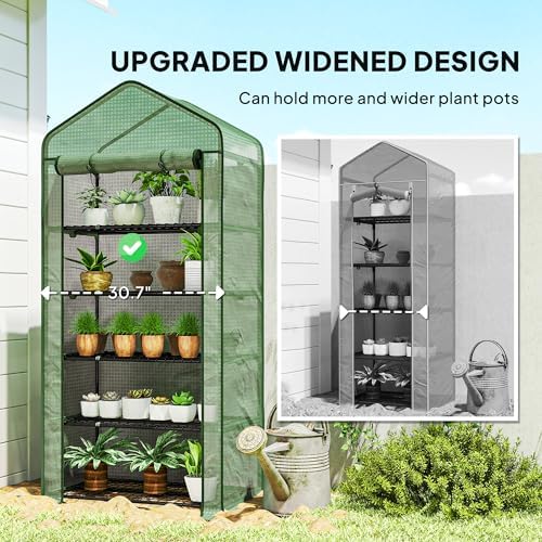 5-Tier Mini Greenhouse with PE Cover, Roll-Up Door, 76 x 35.4 x 19.3 in - Image 6