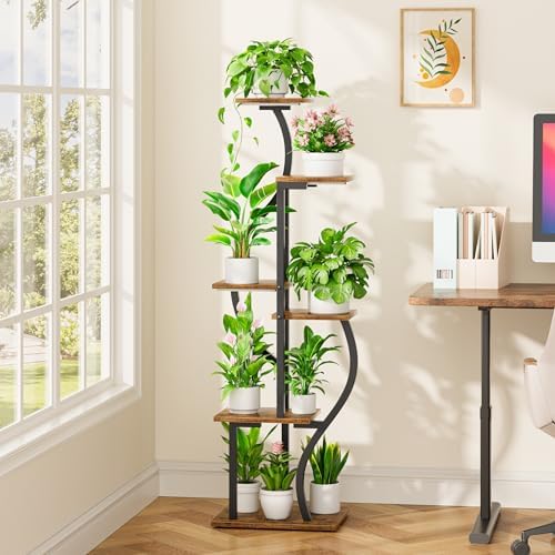 JUSTOGO Plant Stand Indoor with Grow Lights, 6 Tiered Corner Plant Shelf - Image 5