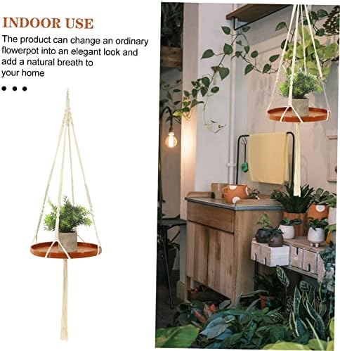 Totority Cotton Macrame Plant Hanger Woven Hanging Planter Rack for Indoor Plants Home Decor for Room Bedroom and Study Elegant Design for Organizing Greenery - Image 6