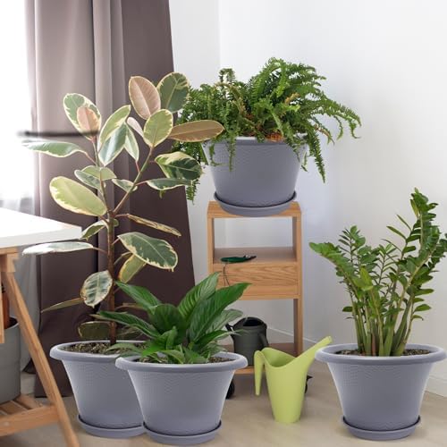 Quarut 12 Inch Pots for Plants,4 Pack Large Flower Pots with Drainage Hole - Image 3
