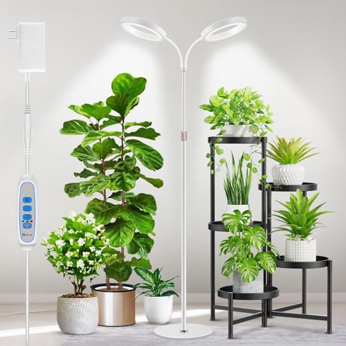 Aumtrly Large Plant Grow Light Indoor, 2 Head Full Spectrum, with 68" Stand by Aumtrly