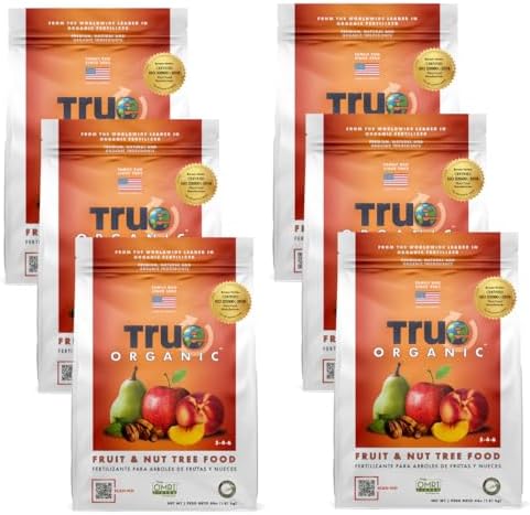 True Organic Fruit & Nut Food – Organic Fertilizer for Productive Tree Growth – Prevent Blossom End Rot – 4lb Bag Covers 70 Sq. Ft.- Case of 6 by True+Organic