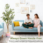 4Ft Artificial Olive Tree with Moss & Basket - Indoor Tall Faux Olive Tree in Planter, Large Fake Olive Silk Tree with Realistic Branches and Fruits for Home Decor, Office, Living Room - Image 6