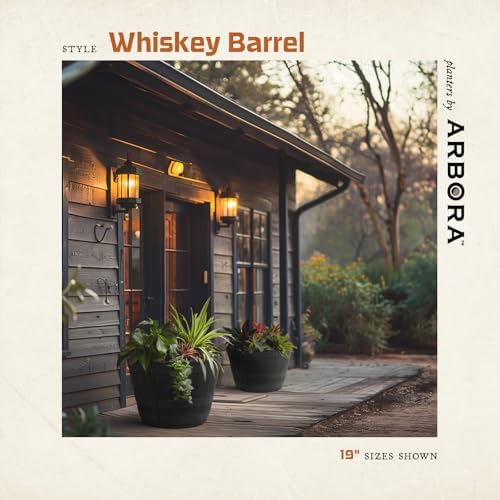 ARBORA 16" Whiskey Barrel Planter - Polyresin Large Outdoor Plant Pot - Image 3