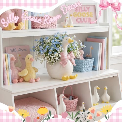 Silly Goose Vase Cute Ceramic Flower Vase Nursery Aesthetic Decor, Pink - Image 5