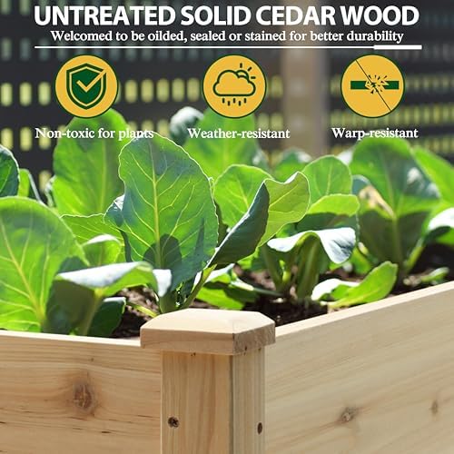 MUPATER 6x1.8ft Raised Garden Bed with Legs, Planter Box with Drainage Holes, Wood Raised Bed Garden for Plants, Vegetables, Flowers, Herbs, 309 lbs Capacity, 6.8 Cubic Feet Big Space, Natural Wood - Image 4