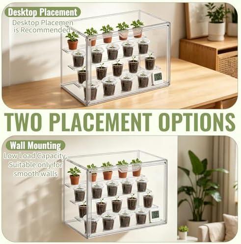 2 Pack Clear Mini Greenhouse Indoor – 14.1 x 10.6 x 8.6 Inch Tabletop Portable Greenhouse with Magnetic Door, Portable Indoor Plant Grow House for Seed Starting, Home Gardening & Plant Nursery - Image 5