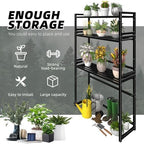 Ekisemio 3-Tier Metal Plant Stand, Heavy Duty Waterproof Indoor Outdoor Stackable Shelf, Tall Flower Pot Holder & Display Rack for Garden, Black - Image 4