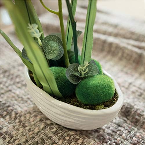 Large Silk Potted Orchid Arrangement in Oval Ribbed Ceramic Pot, White - Image 6
