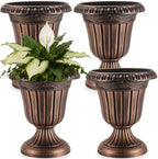 Zhehao 4 Pcs 16 x 18 Inches Brushed Copper Plastic Urn Planter Classic Flower Pots Front Porch Planters Indoor Outdoor Planters with Pedestal for Wedding Party Bridal Shower Garden Patio Porch by Zhehao