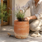11"H x 9.5" Dia Aged Terracotta Clay Planter Pot with Drainage Hole, Rustic Farmhouse Style Flower Pot with Distressed Finish, Vintage Decorative Planter for Indoor Outdoor Garden, Patio, Porch - Image 5