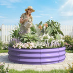 Kesfitt Round Raised Garden Bed, 4x4x1 FT Galvanized Steel Metal Garden Bed, Open-Bottom Design, 12-Inch Deep Outdoor Raised Garden Bed for Vegetables & Herbs, Lavender Purple - Image 7