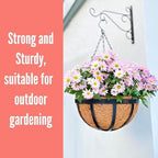 LaLaGreen Garden Hanging Baskets (14 in, 6 Pack) Black Iron Coco Liner Pots - Image 5