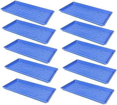 SUNPACK 10" x 20" Heavy Duty Shallow Plastic Seed Starting Tray, Blue, 1" (Pack of 10) - No Drainage Holes, Perfect for Greenhouses or Indoor Gardening by SUNPACK