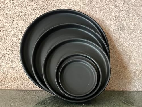 12 Inch Large Ceramic Saucer - Drainage Tray for Plant Pot (Matte Black) - Image 4