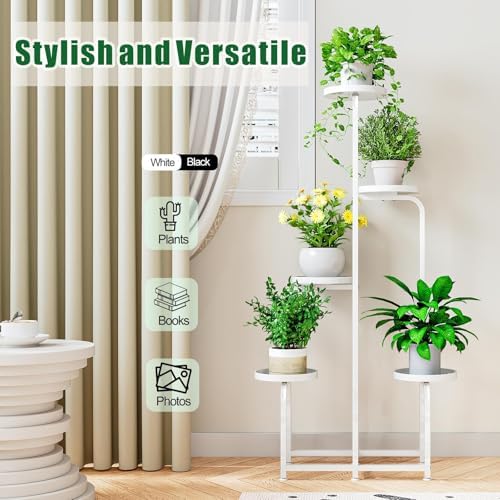 INGIORDAR Plant Stand Indoor Outdoor Corner Tall Plant Shelf 5 Tier Metal - Image 3