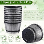 8 Pcs 8 Pcs Whiskey Barrel Planters with Drainage Holes, Silver - Image 3