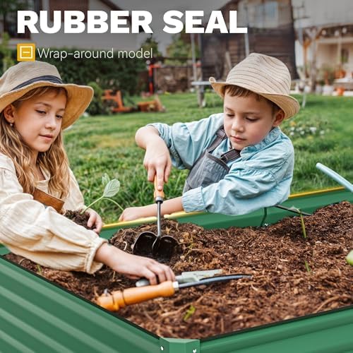 DWVO 8 x 4 x 1.5 FT Raised Garden Bed Kit, Outdoor Galvanized Flower Bed with Safety Rubber and Gloves, Large Metal Planter Box for Vegetables, Flowers, Herbs, Fruits, Green - Image 4