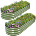 1MORE Galvanized Raised Garden Bed Outdoor,Planter Bed 8x2x1ft,Green,2-Pk by 1MORE