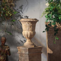 Vintage Urn Planter with Ornate Embossed Pattern, Distressed Iron Decorative Flower Pot, Classic Plant Pot for Indoor Outdoor Farmhouse Patio Entryway Mantel Decor (16.1" H x 11.2" W) (A3249) by Unknown