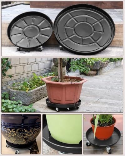 14" Metal Plant Caddy, Outdoor 360° Wheels Rolling Caddy, 3-Pack Black - Image 6