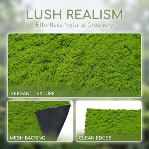 4 Pcs Artificial Green Moss Mat, Realistic Mossy Turf with Mesh Backing, DIY Miniature Decorative Garden Supplies, Landscape Decoration, 39.4 x 39.4 in Sheets for Crafting Projects and Potted Plants - Image 5