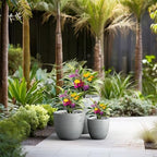 Kante Set of 3 Pale Gray Concrete Bowl Planters 18" 14" 10" Dia - Image 7