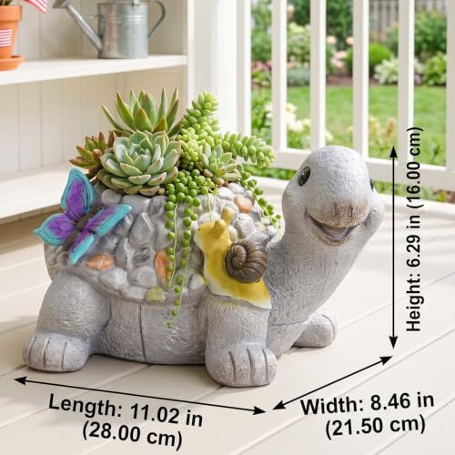 16.5" Large Succulent Plant Pots, Turtle Planter Flower Pots with Drainage Hole,Cute Planting Pots for Cactus,Succulent Planters for Indoor Plants Home Garden Flower Pot Gifts for Plant Lovers - Image 5