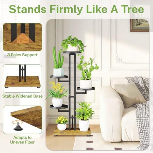 iDavosic.ly 4 Tier Plant Stand Indoor Outdoor, Tiered Corner Shelf, Black - Image 3