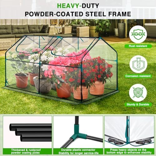 Yesker Mini Greenhouse 71"x36"x36" Portable Small Green House for Indoor Outdoor Greenhouses with PVC Cover Compact Greenhouses Kit for Winter Gardening Balcony Patio Outside Backyard Plant Protection - Image 5