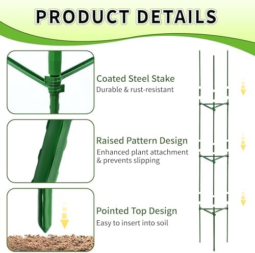 TCBWFY 6-Pack 63-Inch Adjustable Tomato Cages, Heavy-Duty Metal Plant Support Trellis for Garden and Pots, DIY Tomato Stakes, Height Adjustable 16 to 378 Inches - Image 5