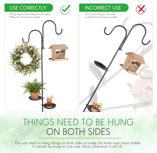 1 Set 75.9'' Adjustable Shepherds Hook Stand, Classic 2 Hooks - Image 5