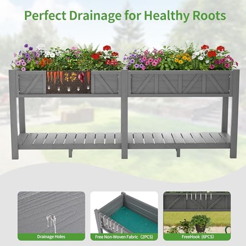 HIPS All-Weather Raised Garden Bed with Legs,47.2"L x 17.3"W x 29.7"H - Image 3