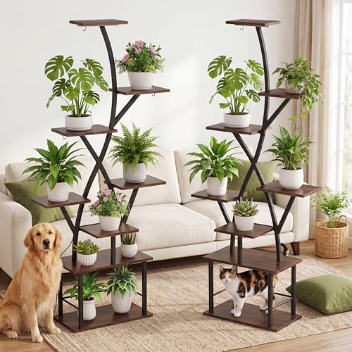 Plant Stand Indoor with Grow Lights 2 Pack Corner Plant Stands 8 Tiered 64" Tall Plant Shelf for Indoor Growing Multiple Metal Flower Holder Home Decor Plant Rack for Living Room Patio Balcony - Image 2