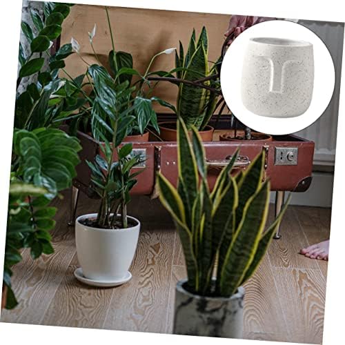 Abstract Face Flower Pot with Hole, Ceramic Planter for Plants - Image 4