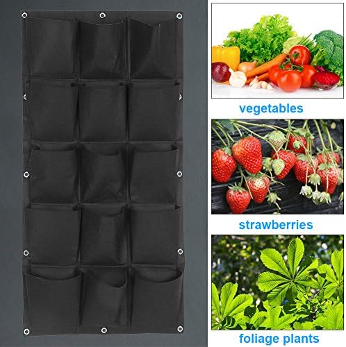 Zerone Garden Planter Bag Pocket, 7/12/15/18 Pockets Planting Bag Garden Balcony Wall Vertical Flower Plants Hanging Planter(15 Pockets) - Image 6